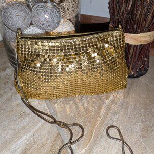 Vintage Gold Metallic Crossbody Handbag